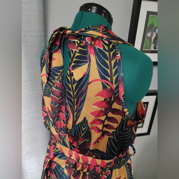 Coolples Tropical Printed V-Neck Sleeveless Maxi Dress, Sz L - Picture 12 of 14